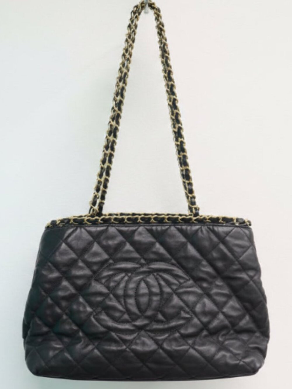 Chanel Quilted Leather Chain Tote Bag